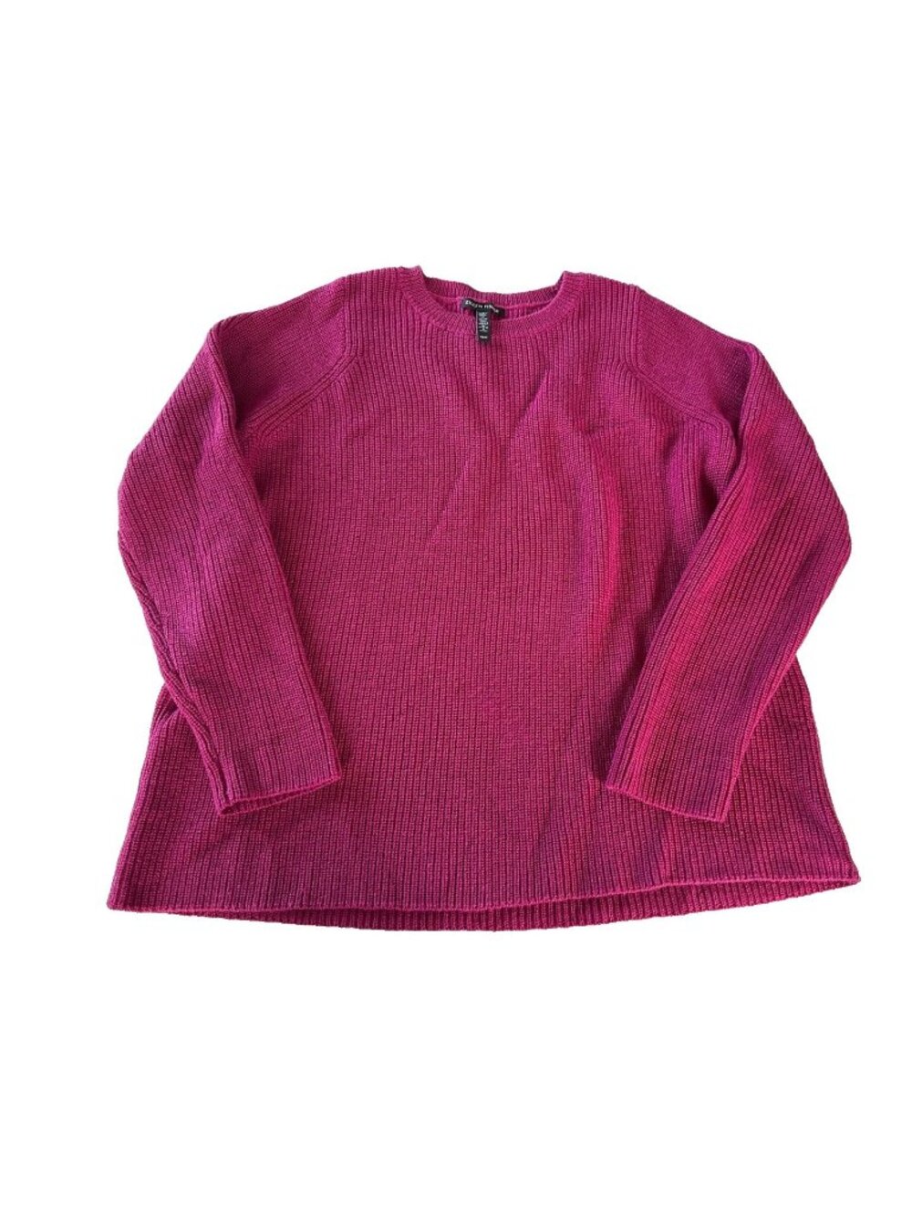 Eileen Fisher XS Magenta Knit Merino Crew Neck Top in Responsible Wool